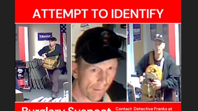 La Oficina del Sheriff del Condado de Loudoun publicó fotos de un sospechoso buscado en un robo en una oficina de campaña de Trump en el condado de Loudoun, Virginia, el 12 de agosto de 2024. (Cortesía de la oficina del sheriff del condado de Loudoun)