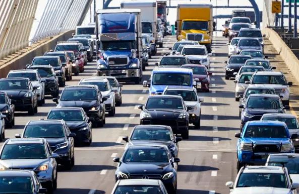 Atasco en la Ruta 93 Sur en Boston el 14 de julio de 2021. (Charles Krupa/Foto AP)