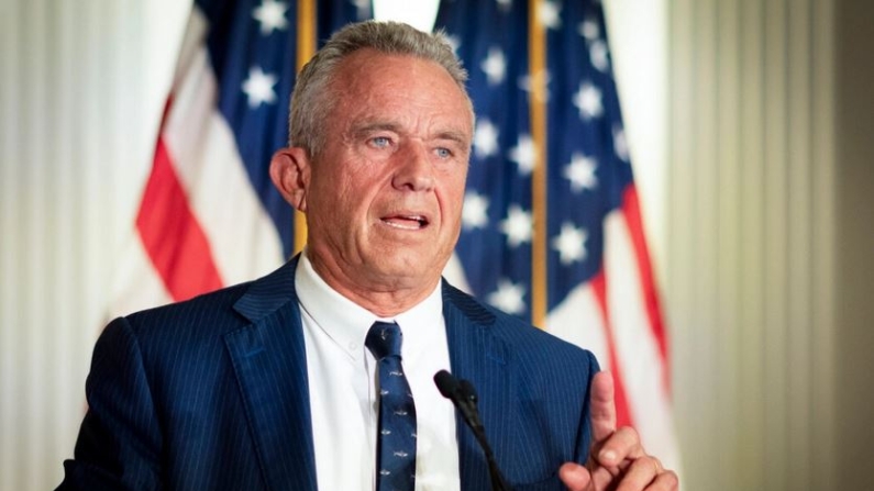 Presidential candidate Robert F. Kennedy Jr. speaks at the Nixon library in Yorba Linda, Calif., on June 12, 2024. (John Fredricks/The Epoch Times)