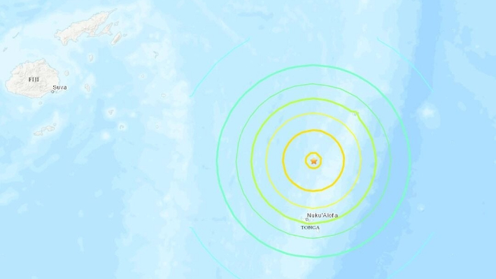 Un terremoto de magnitud 6.9 sacudió la región de Tonga el 26 de agosto de 2024. (Captura de pantalla/Servicio Geológico de Estados Unidos)