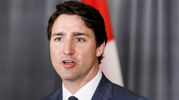 El primer ministro de Canadá Justin Trudeau habla durante una conferencia de prensa en Nueva York, Estados Unidos.  (EFE/JUSTIN LANE)