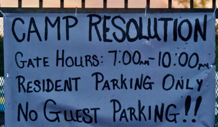 Camp Resolution, un campamento para personas sin hogar autorizado por el condado en Sacramento, visto el 17 de junio de 2024. (Travis Gillmore/ The Epoch Times)