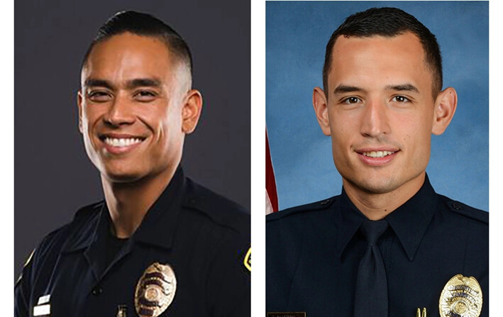 Oficiales Austin Machitar (izq.) y Zach Martínez. (Departamento de Policía de San Diego)