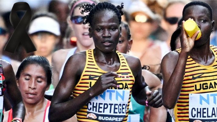 Rebecca Cheptegei, de Uganda, en acción durante la final de maratón femenina del Campeonato Mundial de Atletismo en Budapest, Hungría, el 26 de agosto de 2023. (Dylan Martinez/Reuters)