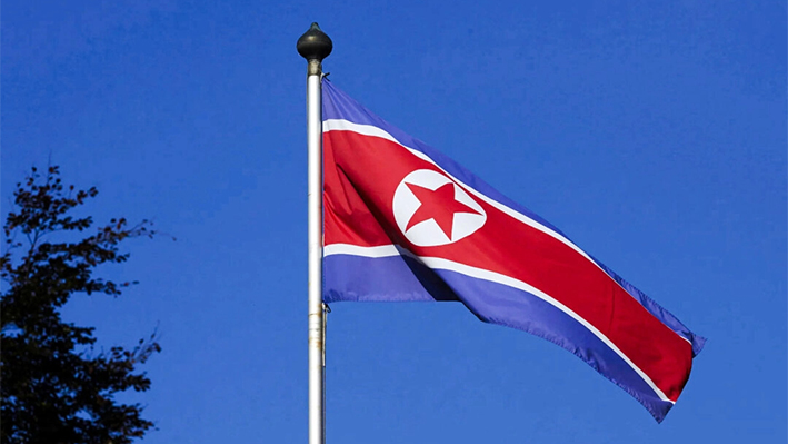 Una bandera norcoreana ondea en un mástil de la Misión Permanente de Corea del Norte en Ginebra, el 2 de octubre de 2014. (Denis Balibouse/Reuters)
