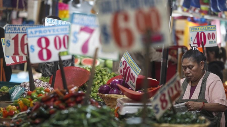 Una persona ofrece sus productos en el mercado de Jamaica de la Ciudad de México (México). Imagen de archivo. EFE/Isaac Esquivel