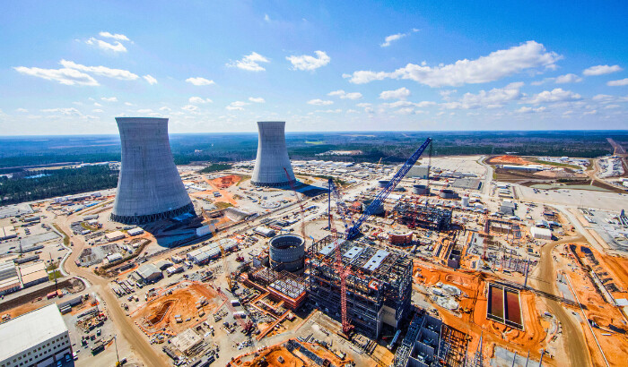 Los sitios de las unidades 3 y 4 de la planta de energía nuclear Vogtle están en construcción cerca de Waynesboro, Georgia, en febrero de 2017. (Georgia Power/Handout vía Reuters)