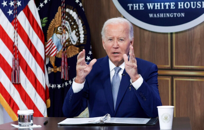 El presidente Joe Biden habla durante un acto en el Auditorio South Court del Edificio Ejecutivo Eisenhower de la Casa Blanca, Washington, DC, el 3 de septiembre de 2024. (Alex Wong/Getty Images). 
