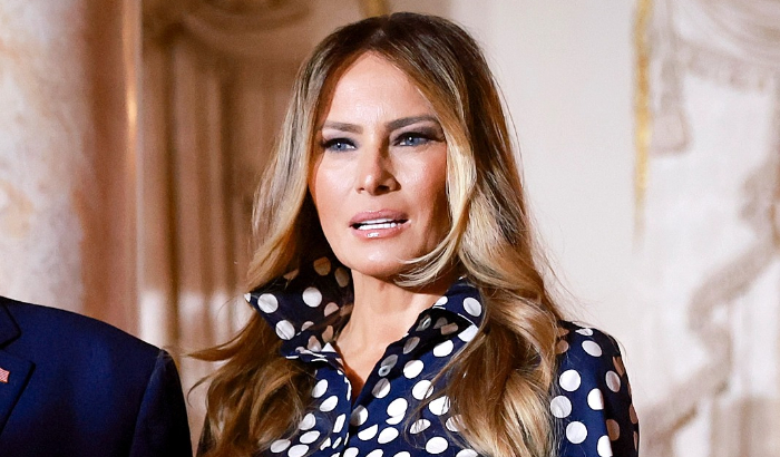 La ex primera dama Melania Trump en su casa de Mar-a-Lago en Palm Beach, Florida, el 15 de noviembre de 2022. (Joe Raedle/Getty Images)
