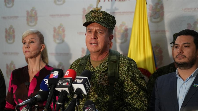 Fotografía del almirante Francisco Cubides, comandante de las Fuerzas Armadas de Colombia. EFE/Ernesto Guzmán