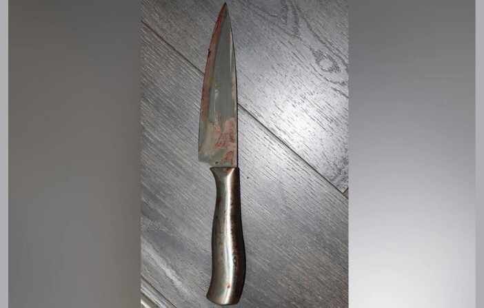 El cuchillo que se utilizó cuando, según los funcionarios del sheriff, un adolescente apuñaló fatalmente a su madre en el cuello, en Auburndale, Florida, el 8 de septiembre de 2024. (Oficina del Sheriff de Polk vía AP)