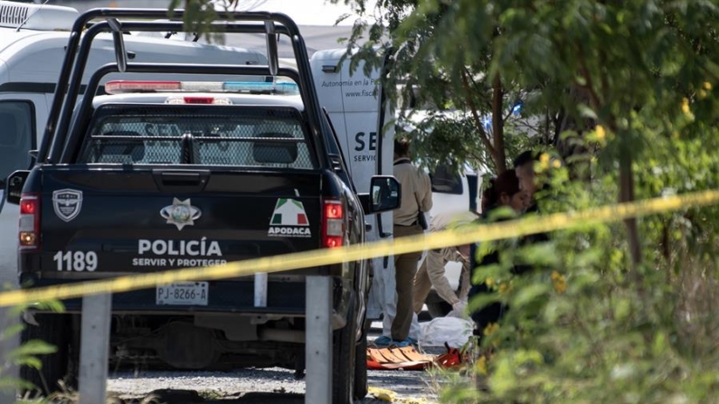 Peritos forenses de la fiscalía de el estado de Nuevo León trabajan en la zona donde aparecieron restos humanos en el municipio de San Nicolás el estado de Nuevo León (México). Imagen de archivo. EFE/Miguel Sierra