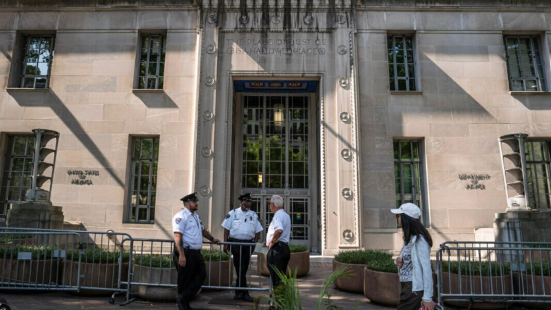 El Departamento de Justicia (DOJ) en Washington el 29 de julio de 2024. (Madalina Vasiliu/The Epoch Times)