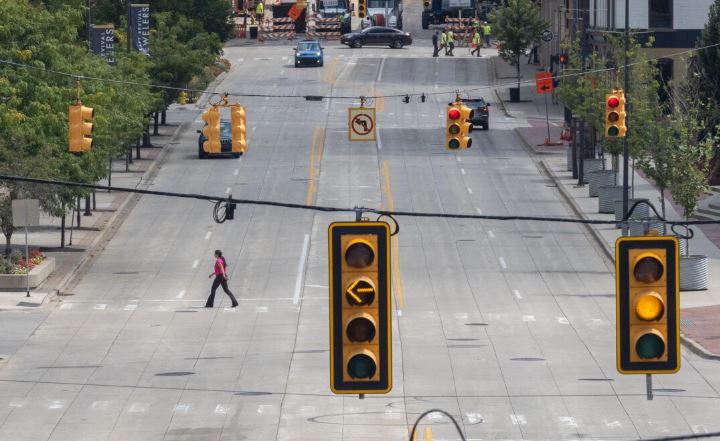 Una calle de Grand Rapids, Michigan, el 28 de agosto de 2024. (John Fredricks/The Epoch Times)