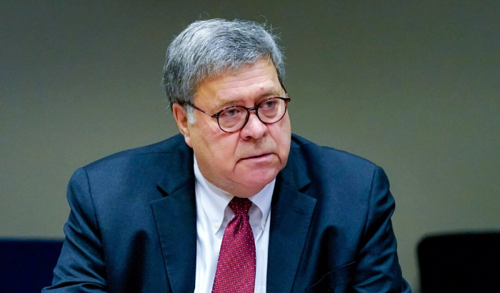 El entonces fiscal general de Estados Unidos, William Barr, en St Louis, Mo, el 15 de octubre de 2020. (Jeff Roberson/Pool/Getty Images)
