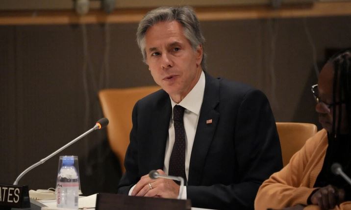 El secretario de Estado de EEUU, Antony Blinken, habla durante la Reunión de Alto Nivel para el Lanzamiento del Tratado de Cesación de la Producción de Material Fisible de los Amigos, en la sede de la ONU en Nueva York, el 23 de septiembre de 2024. (Bryan R. Smith/Pool/AFP vía Getty Images)