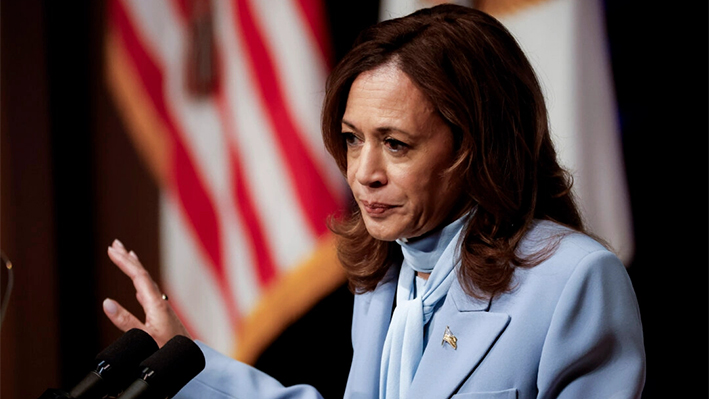 La candidata presidencial demócrata y vicepresidenta de EE. UU., Kamala Harris, pronuncia un discurso en la 47ª Conferencia Anual de Liderazgo del Instituto del Caucus Hispano del Congreso en el Edificio Ronald Reagan y el Centro de Comercio Internacional el 18 de septiembre de 2024, en Washington. (Kevin Dietsch/Getty Images)