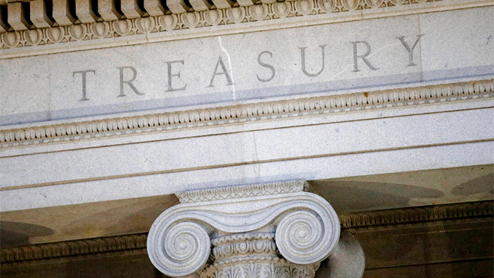 El edificio del Departamento del Tesoro de Estados Unidos en Washington el 6 de junio de 2019. (Patrick Semansky/Foto AP)