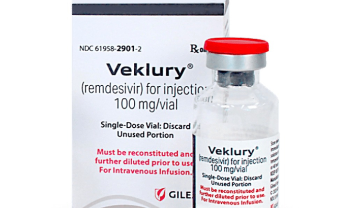 Imagen de un vial de Veklury (remdesivir). (Cortesía de la FDA)
