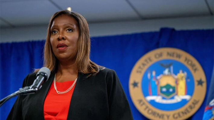 La fiscal general de Nueva York, Letitia James, en Nueva York el 3 de agosto de 2021. (David Dee Delgado/Getty Images)