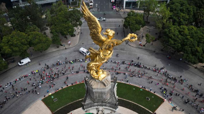 En esta vista aérea del monumento del Ángel de la Independencia de la Ciudad de México en la Ciudad de México, el 25 de agosto de 2024. (RODRIGO OROPEZA/AFP vía Getty Images)