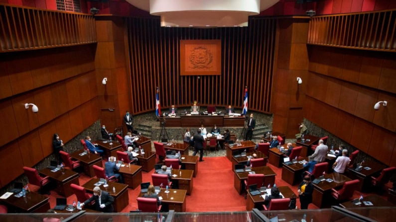 Vista general de una sesión extraordinaria en el Senado en Santo Domingo (República Dominicana) el 13 de mayo de 2020. (Erika Santelices/AFP vía Getty Images)