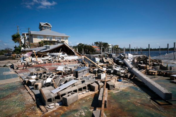 Los restos de Roys tras el paso del huracán Helene el 27 de septiembre de 2024 en Steinhatchee, Florida. (Sean Rayford/Getty Images)