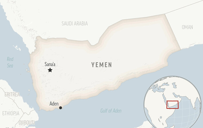 Mapa de Yemen con su capital, Saná. (Foto AP)