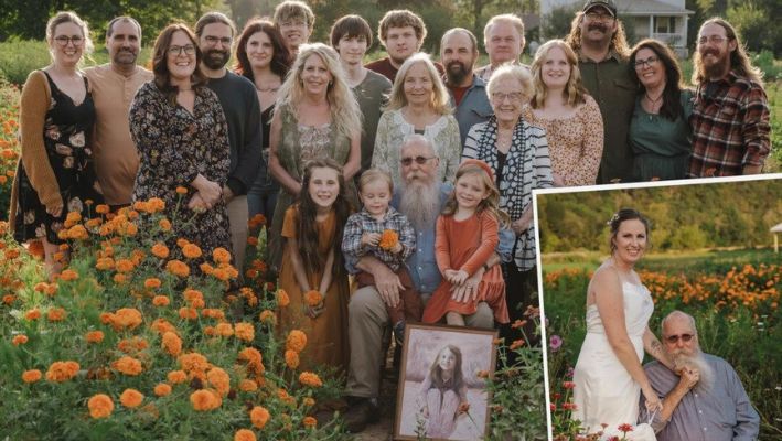 La familia Hulse en la boda sorpresa. (Ilustración de The Epoch Times; cortesía de Studio at 122 Photography, LLC)
