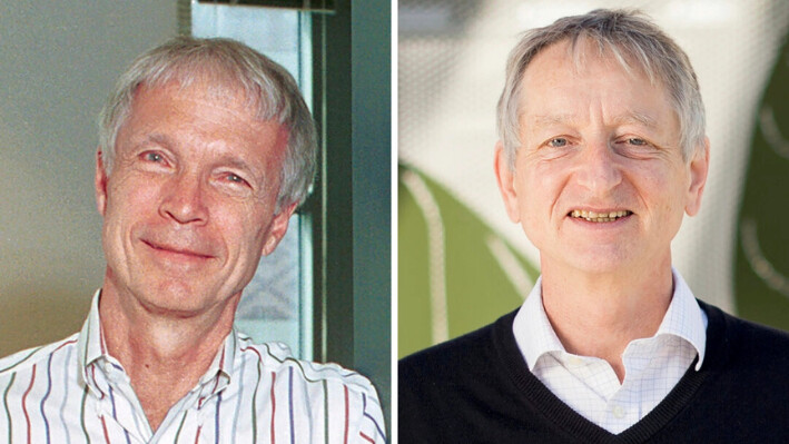 Esta combinación de fotos muestra a los ganadores del Premio Nobel de Física 2024, el profesor John Hopfield, (izq.), de la Universidad de Princeton, y el profesor Geoffrey Hinton, de la Universidad de Toronto, el 8 de octubre de 2024. (Universidad de Princeton vía AP y Noah Berger/AP Photo)