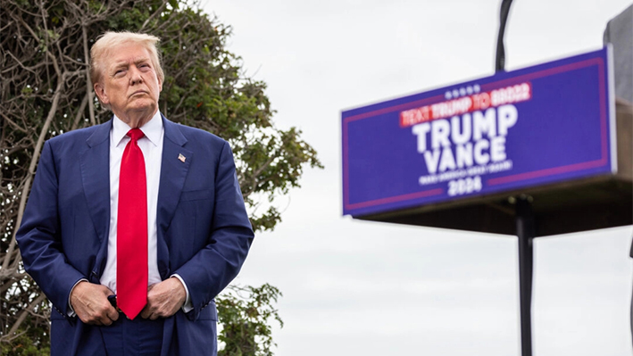 El expresidente y actual aspirante a la presidencia Donald Trump en el Trump National Golf Club de Rancho Palos Verdes, California, el 13 de septiembre de 2024. (John Fredricks/The Epoch Times)