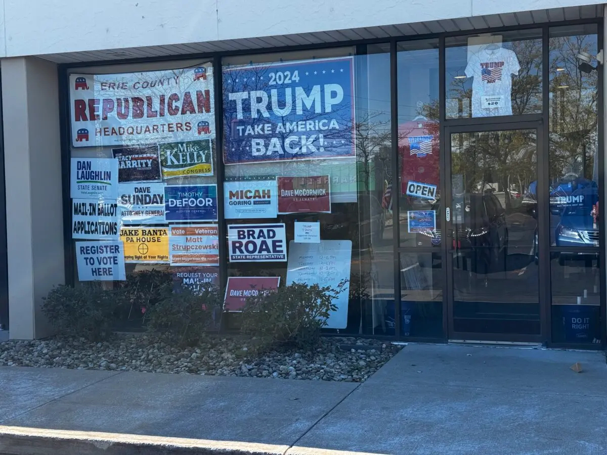 Base de operaciones de los republicanos en el condado de Erie, Pensilvania, el 1 de octubre. (Joseph Lord/The Epoch Times)