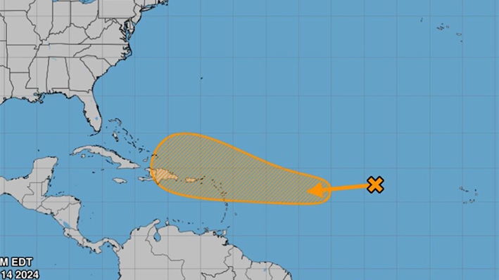 Captura de pantalla de la perspectiva meteorológica tropical gráfica de siete días, el 14 de octubre de 2024. (Cortesía del Centro Nacional de Huracanes)