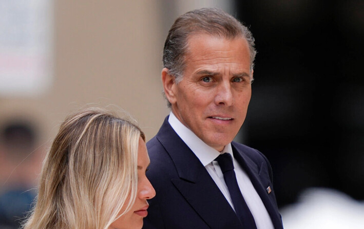 Hunter Biden, acompañado por su esposa, Melissa Cohen Biden, llega a la corte federal en Wilmington, Delaware, el 11 de junio de 2024. (AP Photo/Matt Rourke, Archivo)