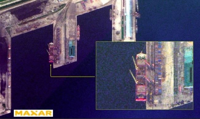 Imágenes de satélite del Servicio Nacional de Inteligencia de Corea del Sur muestran supuestamente un buque ruso saliendo del puerto de Najin en Corea del Norte, emitidas el 18 de octubre de 2024. (Captura de pantalla/Servicio Nacional de Inteligencia de Corea del Sur)