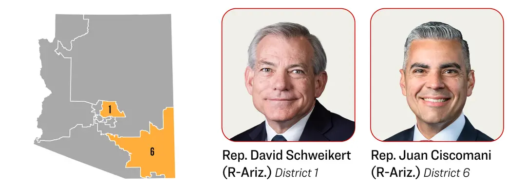 Los representantes David Schweikert (R-Ariz.) y Juan Ciscomani (R-Ariz.) compiten por mantener sus escaños. (Dominio público