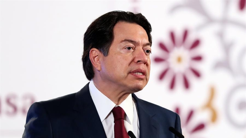 El secretario de Educación Pública (SEP) Mario Delgado, habla durante una conferencia de prensa matutina el 21 de octubre de 2024 en Palacio Nacional de la Ciudad de México (México). EFE/Mario Guzmán
