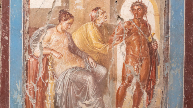 Hallan frescos en buen estado sobre el mito griego de Hipólito y Fedra en Pompeya