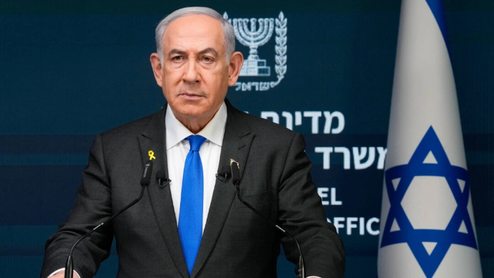 El primer ministro israelí, Benjamin Netanyahu, habla durante una conferencia de prensa en Jerusalén el 2 de septiembre de 2024. (OHAD ZWIGENBERG/POOL/AFP vía Getty Images)
