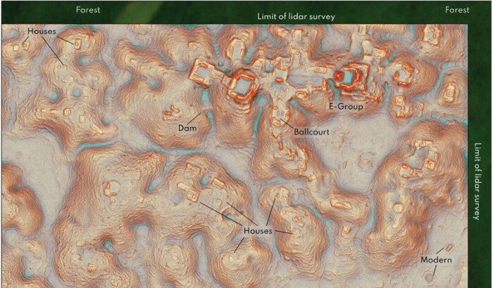 Una imagen de Lidar muestra lo que los arqueólogos en México dicen que es una ciudad maya perdida recién descubierta escondida en las profundidades de la jungla del sur de Campeche, México, en esta foto sin fecha publicada el 29 de octubre de 2024. (Publicado por Cambridge University Press en nombre de Antiquity Publications Ltd/Folleto a través de Reuters)