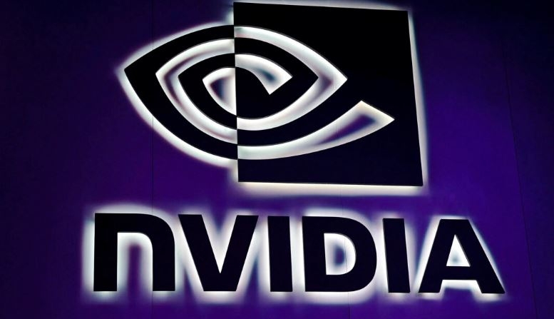 Un cartel luminoso en el stand de Nvidia en el Centro de Convenciones de Las Vegas el 5 de enero de 2017. (David Becker/Getty Images)