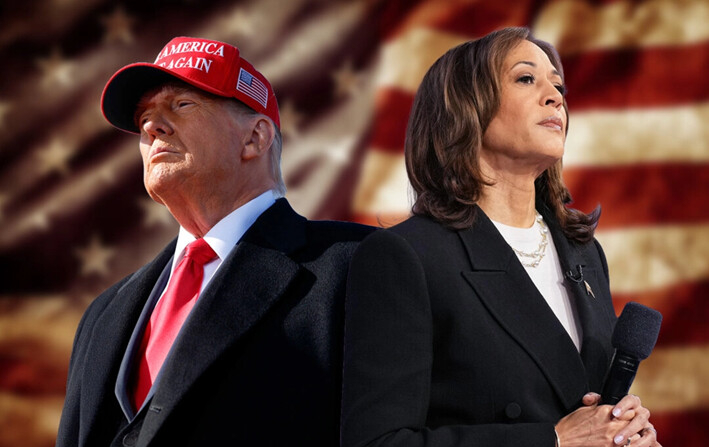 El expresidente Trump (izq.) y la vicepresidenta Kamala Harris (der.) hacen un último esfuerzo antes del día de las elecciones. (Getty Images vía NTD)