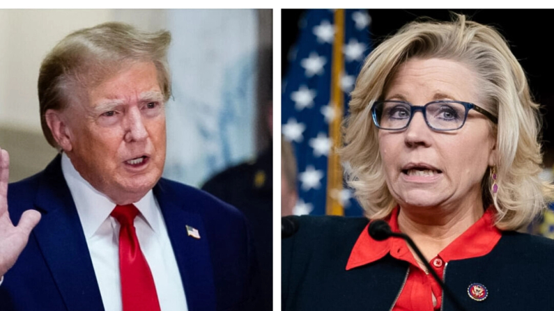 El expresidente de Estados Unidos Donald Trump y la exrepresentante Liz Cheney en fotos de archivo. (Eduardo Munoz Alvarez-Pool/Getty Images; J. Scott Applewhite/AP Photo)