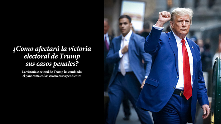 El expresidente Donald Trump se marcha tras asistir al juicio civil por fraude contra la Organización Trump en la Corte Suprema del Estado de Nueva York, en la ciudad de Nueva York, el 11 de enero de 2024. (John Lamparski/AFP vía Getty Images)