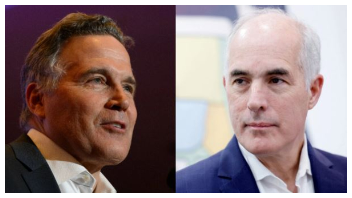 (Izquierda) El candidato republicano al Senado Dave McCormick en una foto de archivo sin fecha; (Derecha) el senador Bob Casey (D-Pa.) en una foto de archivo sin fecha. (Getty Images)