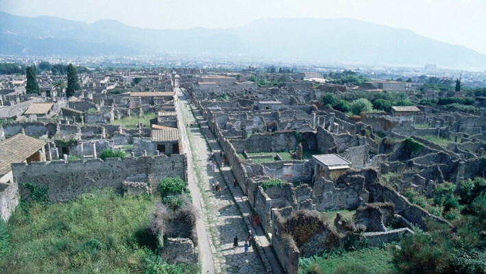 Vista de Pompeya, ciudad romana enterrada y en ruinas cerca de la actual Nápoles Italia, en 1979. (Foto AP).