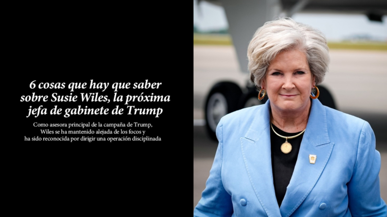 Susie Wiles, co-directora de la campaña de Trump, se encuentra en el Aeropuerto Internacional de Nashville mientras el expresidente Donald Trump, candidato presidencial republicano, llega a Nashville, Tennessee, el 27 de julio de 2024. (Alex Brandon, Archivo/Foto AP)