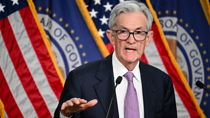 El presidente de la Reserva Federal estadounidense, Jerome Powell, ofrece una rueda de prensa en Washington, DC, el 18 de septiembre de 2024. (Mandel NGAN / AFP)