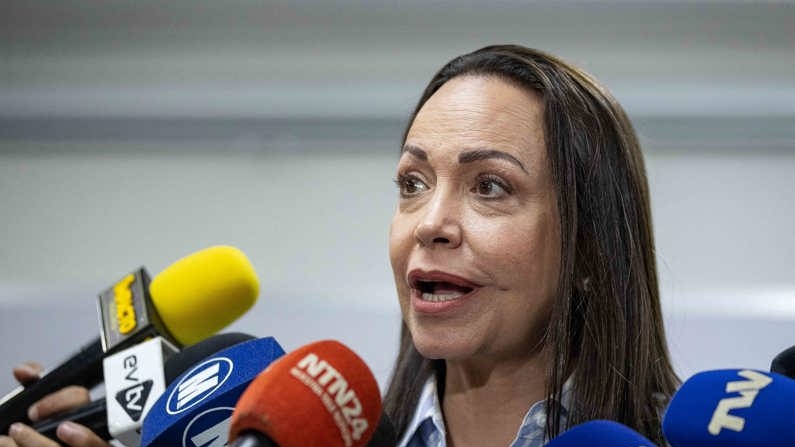 Fotografía de archivo en donde se ve a la líder opositora María Corina Machado en Caracas, Venezuela. (EFE/ Ronald Peña R.)