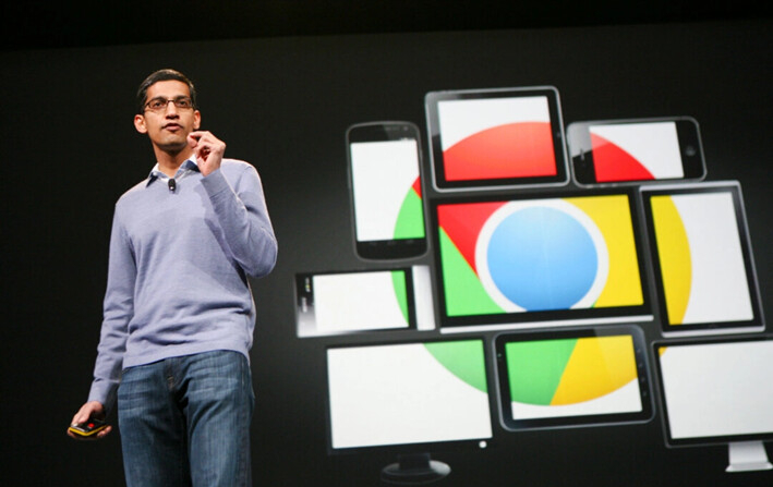 Sundar Pichai, vicepresidente Senior de Chrome, habla en la conferencia anual para desarrolladores de Google, Google I/O, en San Francisco, el 28 de junio de 2012. (KIMIHIRO HOSHINO/AFP/GettyImages)